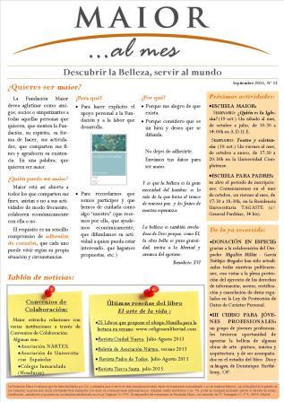 Boletín mensual de noticias y actividades de la Fundación Maior. Edición de septiembre 2013