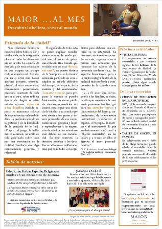 Boletín mensual de noticias y actividades de la Fundación Maior. Edición de diciembre 2013