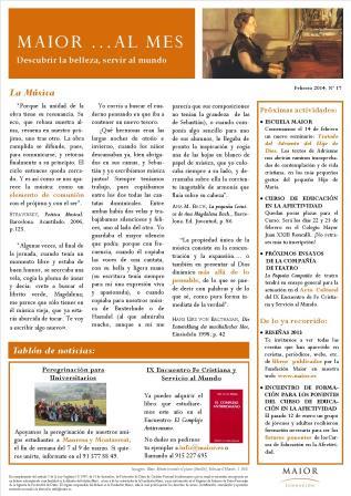 Boletín mensual de noticias y actividades de la Fundación Maior. Edición de febrero 2014