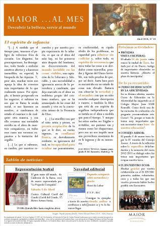 Boletín mensual de noticias y actividades de la Fundación Maior. Edición de abril 2014