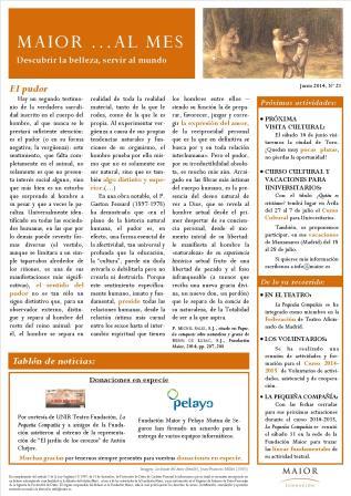 Boletín mensual de noticias y actividades de la Fundación Maior. Edición de junio 2014