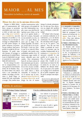 Boletín mensual de noticias y actividades de la Fundación Maior. Edición de julio 2014