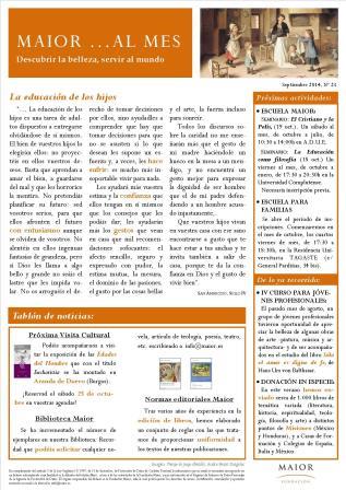 Boletín mensual de noticias y actividades de la Fundación Maior. Edición de septiembre 2014