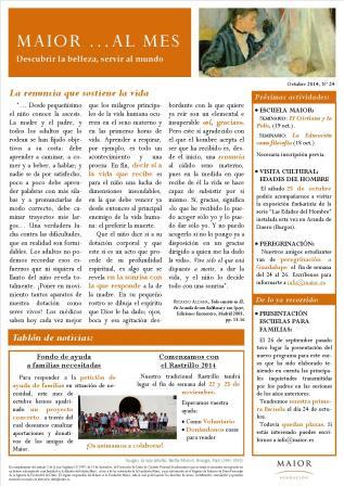 Boletín mensual de noticias y actividades de la Fundación Maior. Edición de octubre 2014