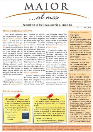 Boletín mensual de noticias y actividades de la Fundación Maior. Edición de noviembre 2012
