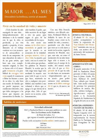 Boletín mensual de noticias y actividades de la Fundación Maior. Edición de mayo 2015