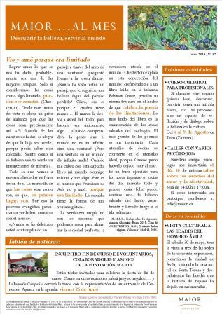 Boletín mensual de noticias y actividades de la Fundación Maior. Edición de junio 2015