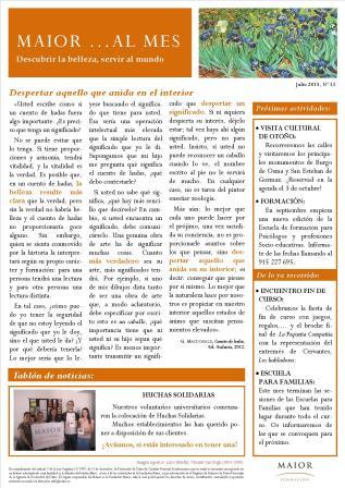 Boletín mensual de noticias y actividades de la Fundación Maior. Edición de julio 2015