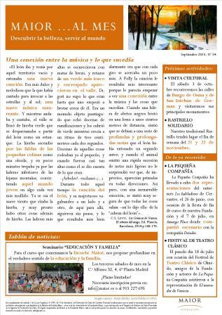 Boletín mensual de noticias y actividades de la Fundación Maior. Edición de septiembre 2015