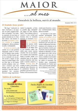 Boletín mensual de noticias y actividades de la Fundación Maior. Edición de diciembre 2012