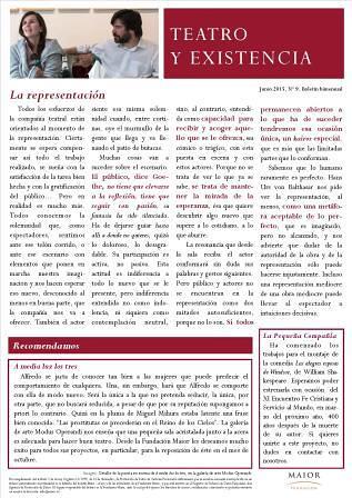 Boletín Teatro y Existencia. Junio 2015, Nº 9