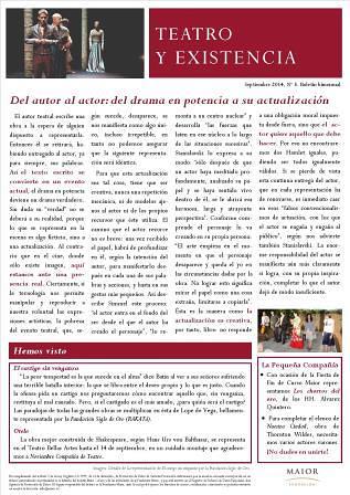 Boletín Teatro y Existencia. Septiembre 2014, Nº 5