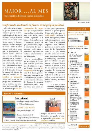 Boletín mensual de noticias y actividades de la Fundación Maior. Edición de marzo 2016