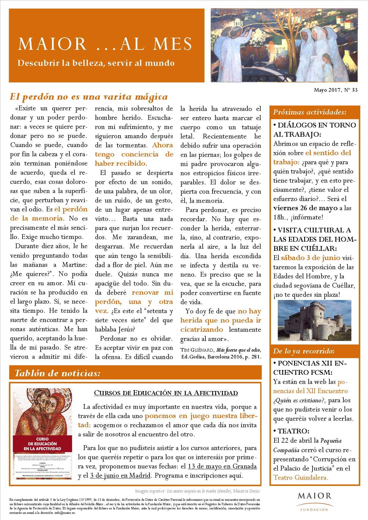 Boletín mensual de noticias y actividades de la Fundación Maior. Edición de mayo 2017