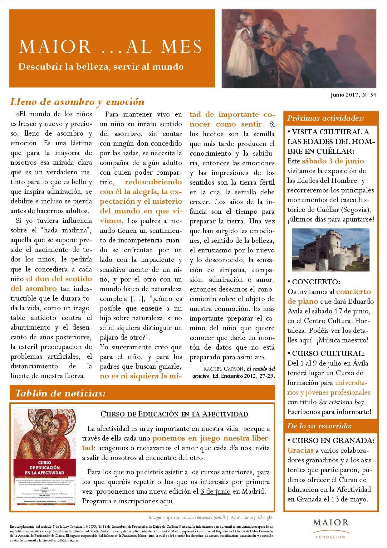 Boletín mensual de noticias y actividades de la Fundación Maior. Edición de junio 2017