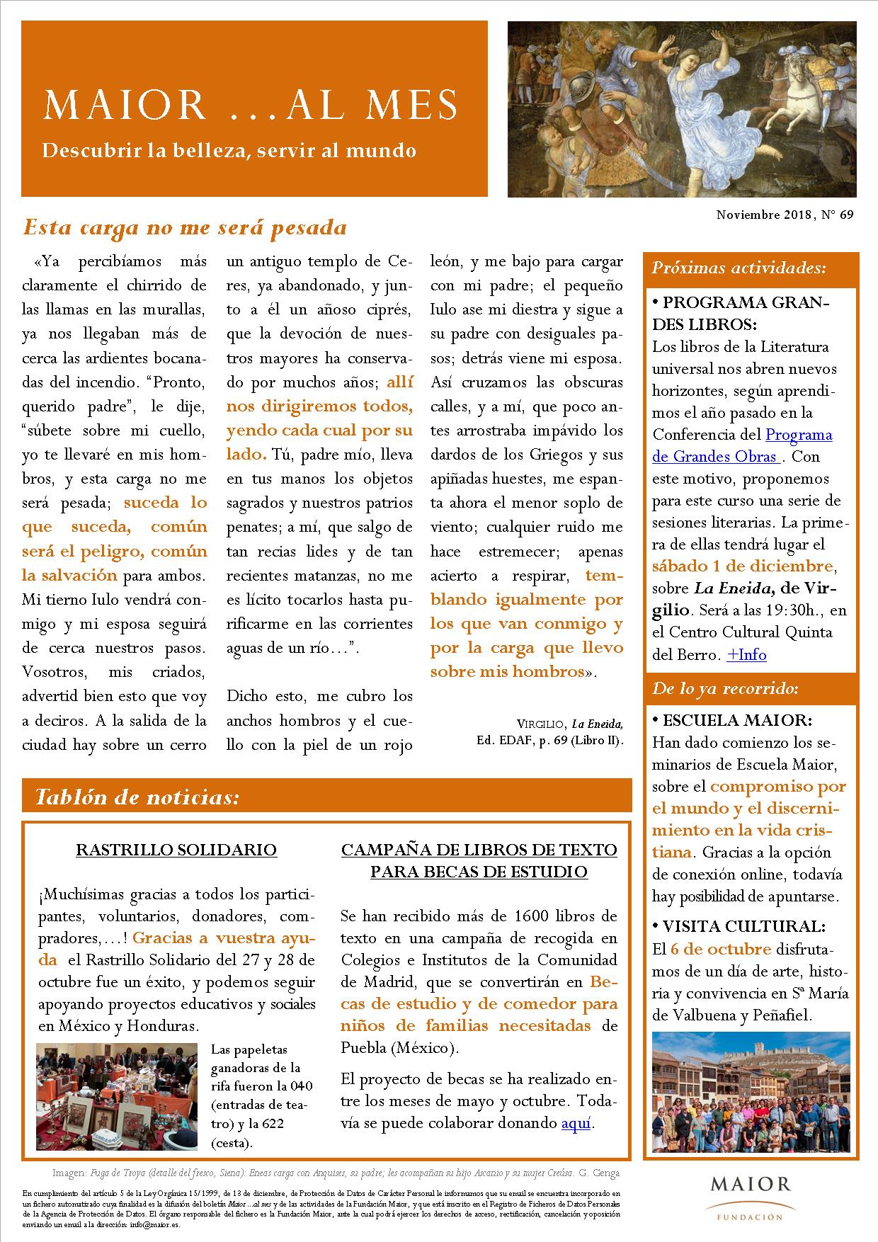 Boletín mensual de noticias y actividades de la Fundación Maior. Edición de noviembre 2018