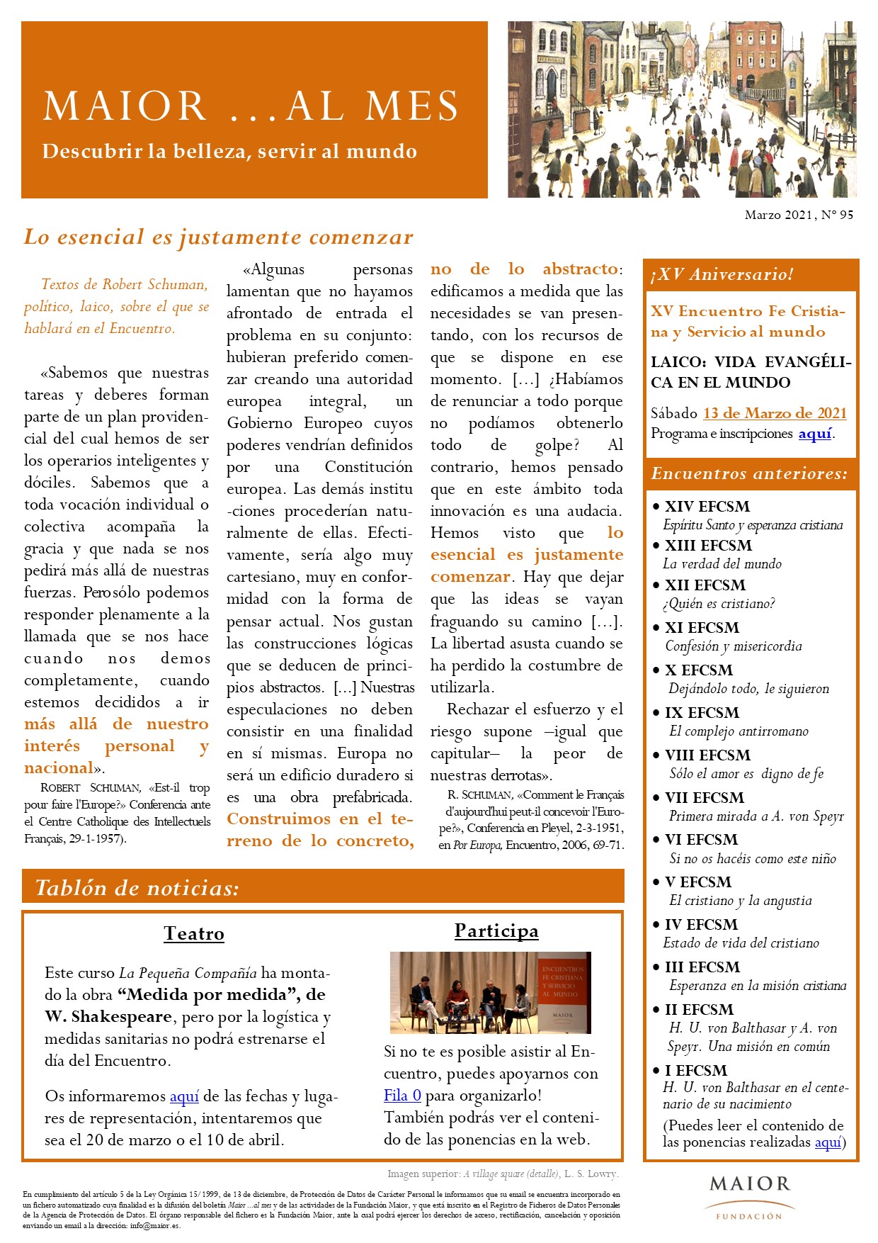Boletín mensual de noticias y actividades de la Fundación Maior. Edición de febrero 2021