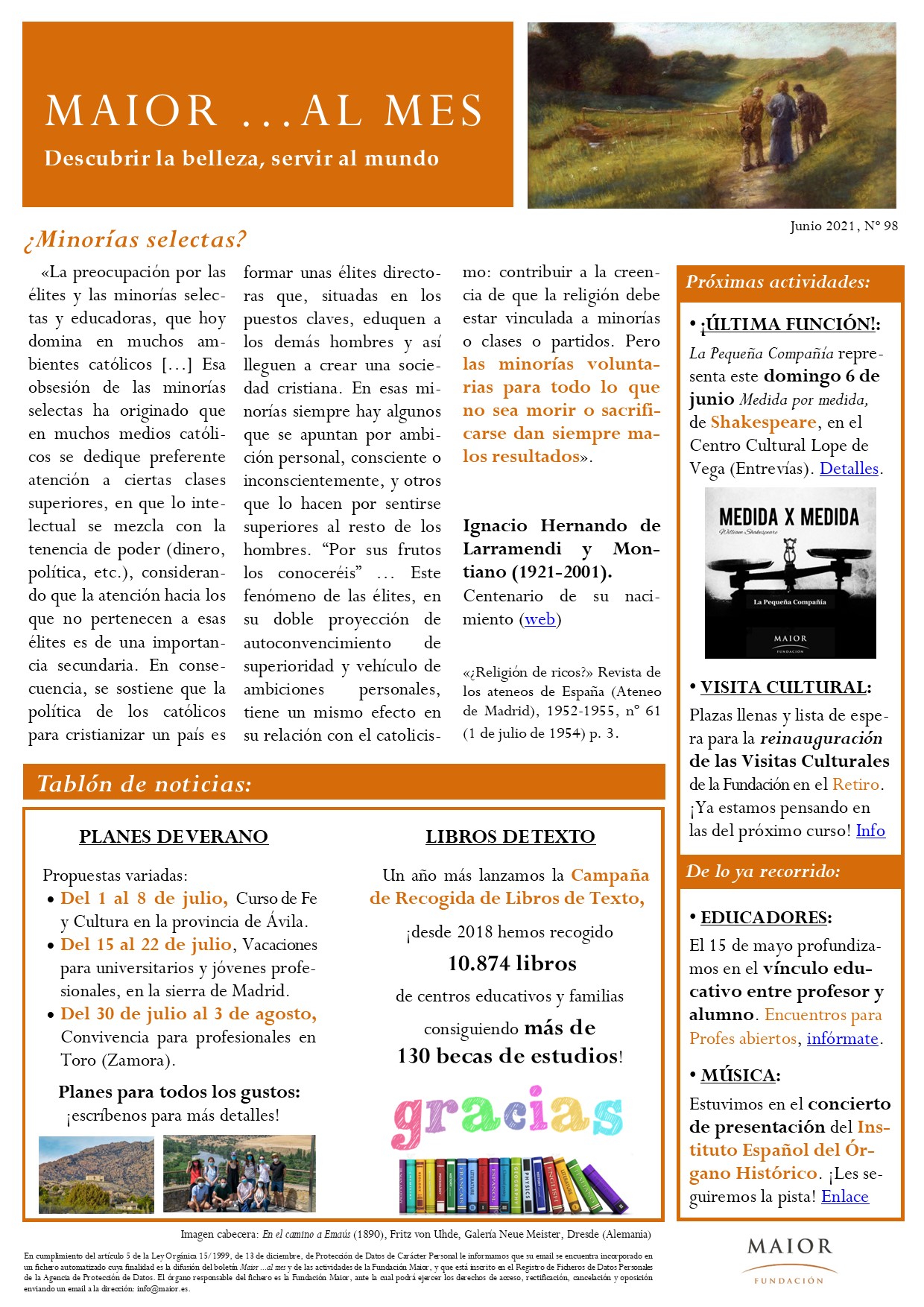 Boletín mensual de noticias y actividades de la Fundación Maior. Edición de junio 2021