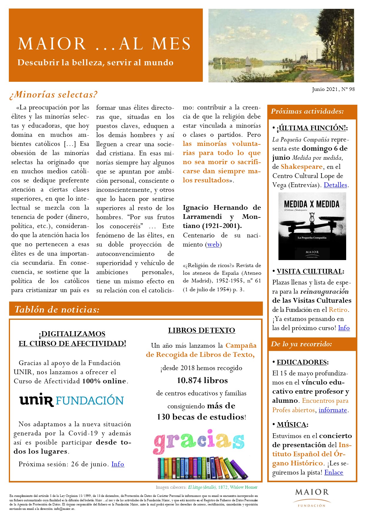 Boletín mensual de noticias y actividades de la Fundación Maior. Edición de junio 2021