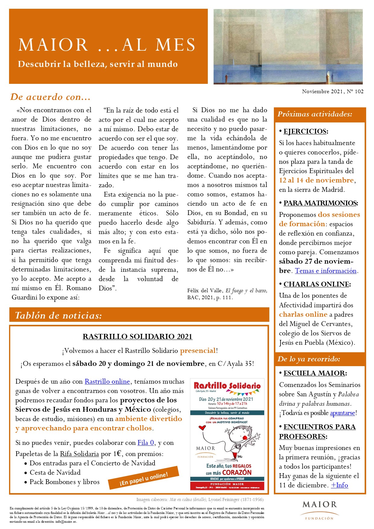 Boletín mensual de noticias y actividades de la Fundación Maior. Edición de noviembre 2021