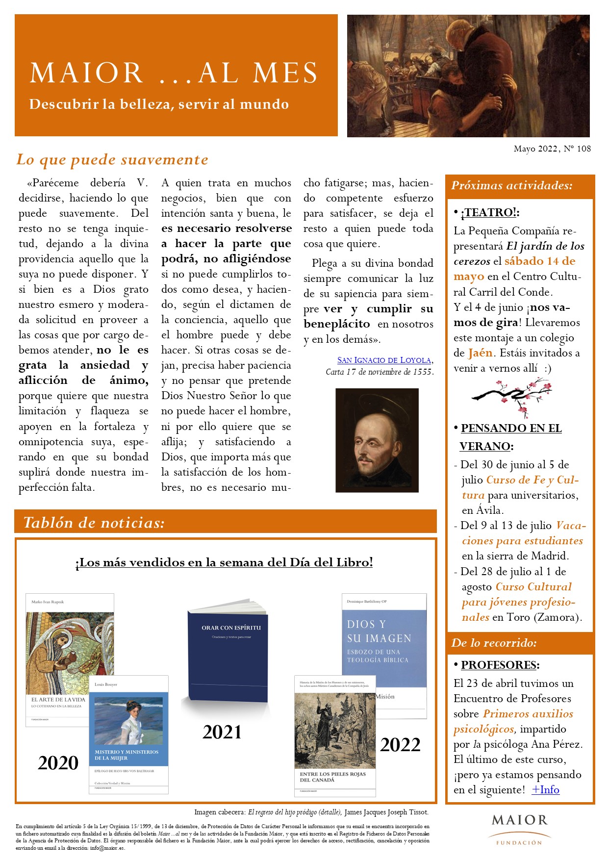 Boletín mensual de noticias y actividades de la Fundación Maior. Edición de mayo 2022