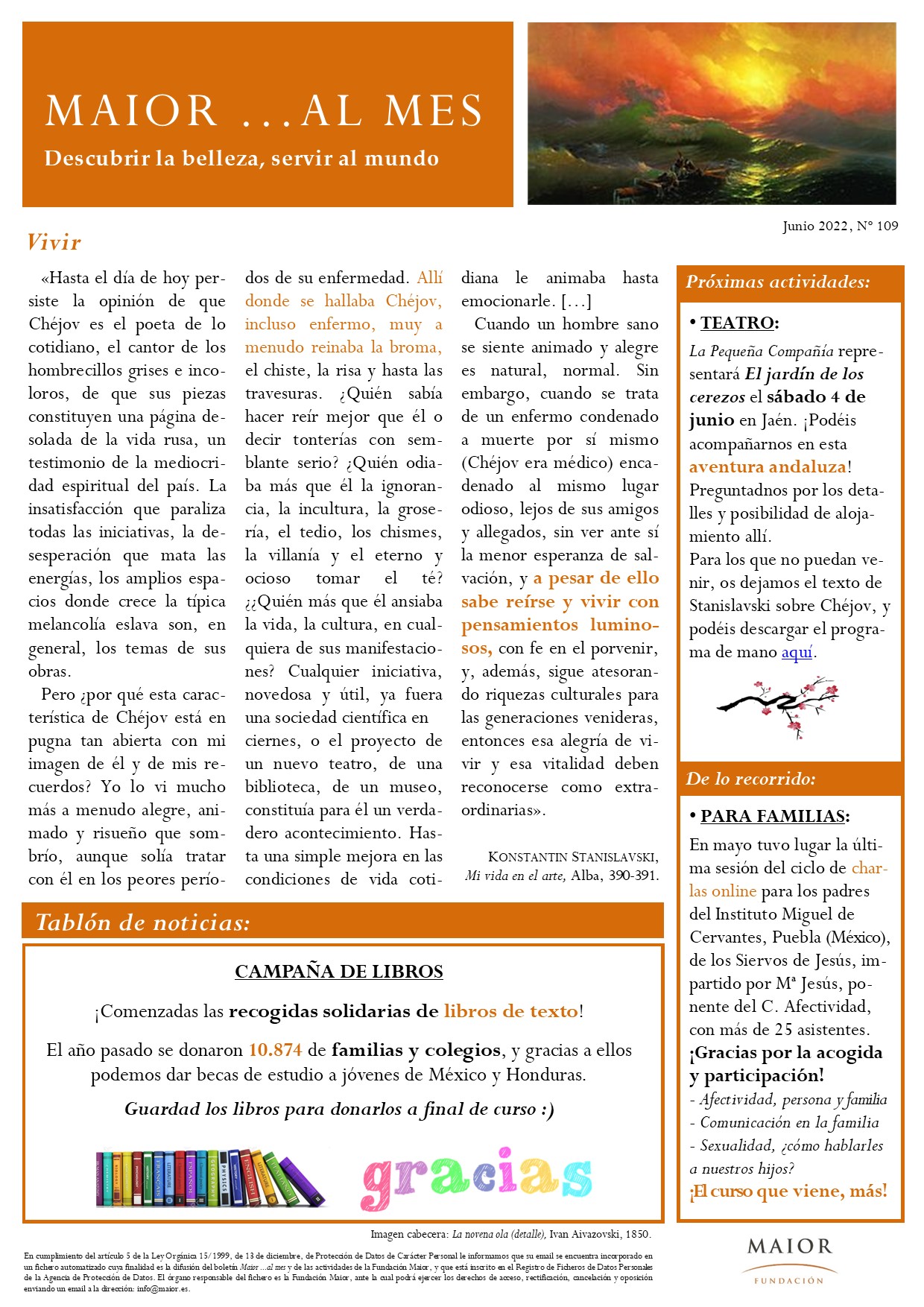 Boletín mensual de noticias y actividades de la Fundación Maior. Edición de junio 2022