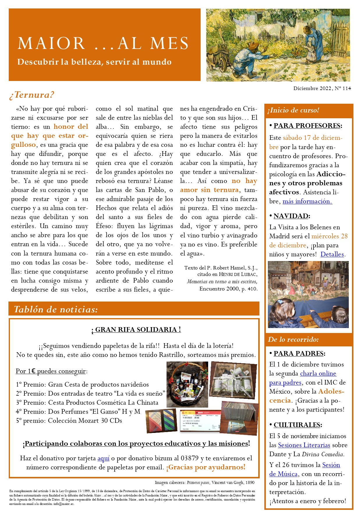 Boletín mensual de noticias y actividades de la Fundación Maior. Edición de diciembre 2022