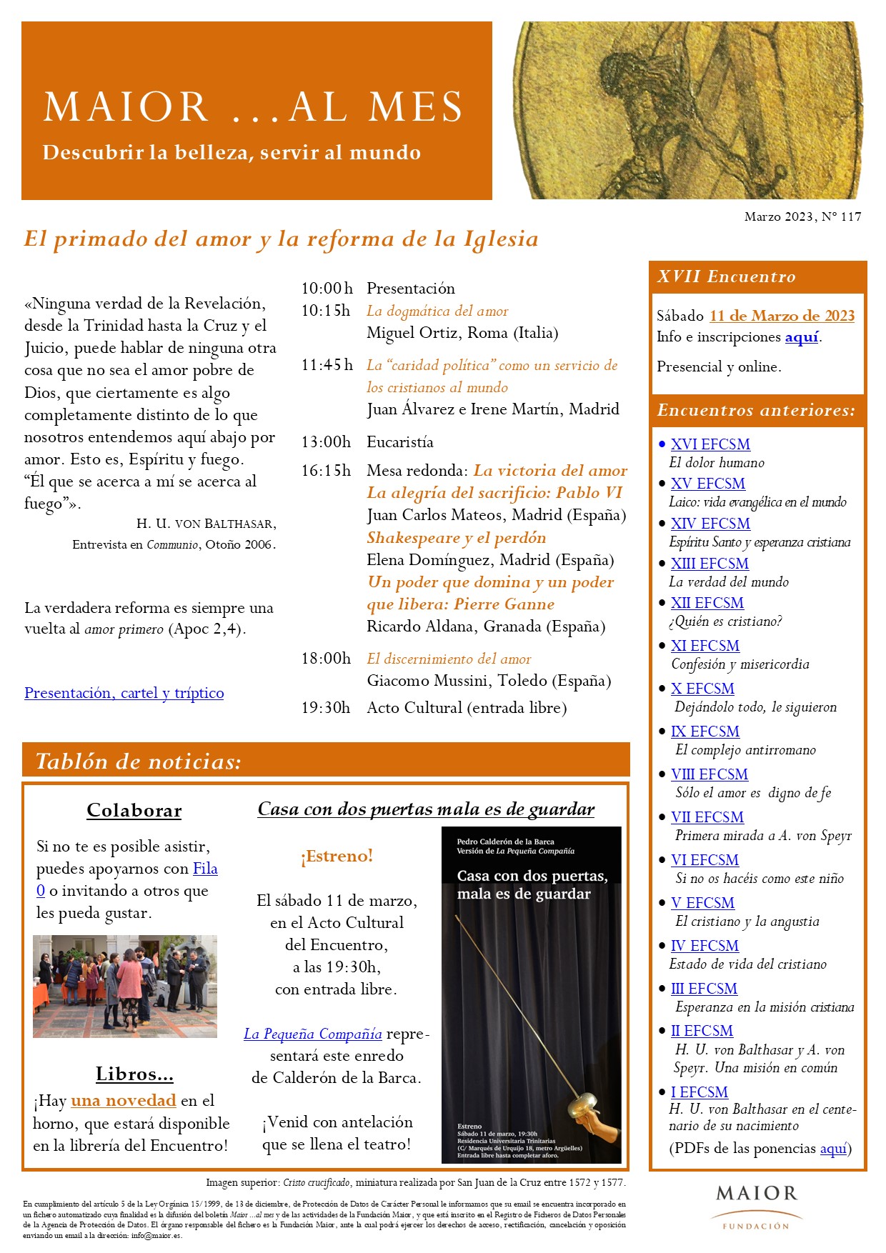 Boletín mensual de noticias y actividades de la Fundación Maior. Edición de marzo 2023