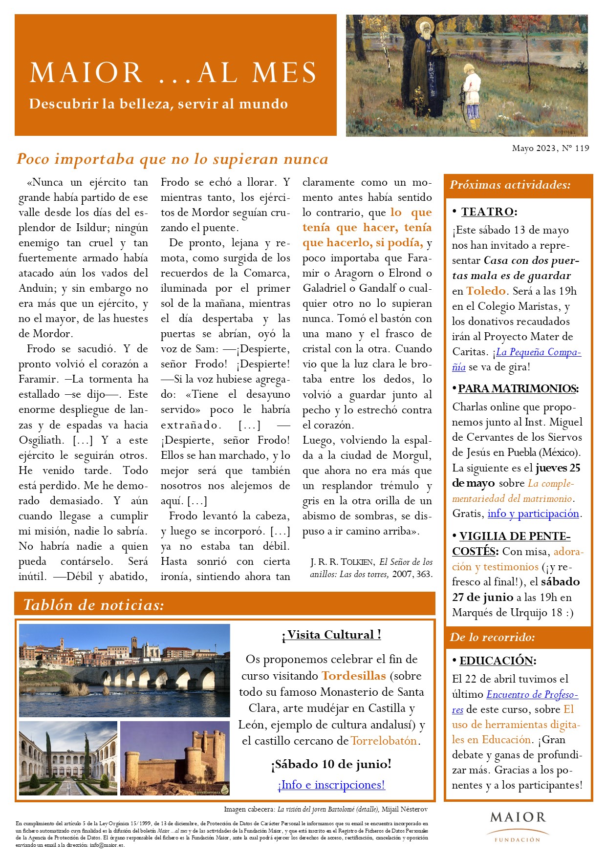 Boletín mensual de noticias y actividades de la Fundación Maior. Edición de mayo 2023