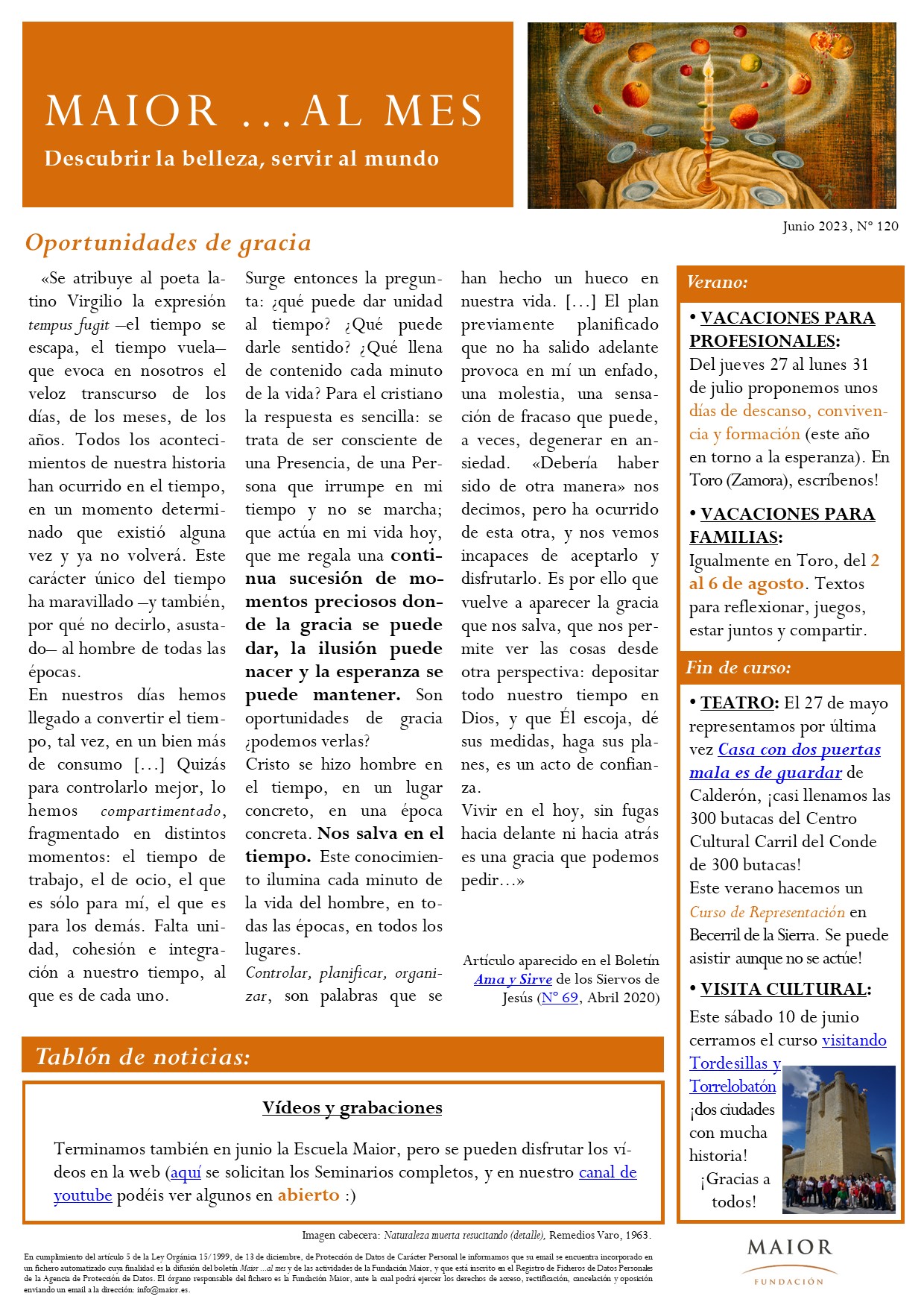 Boletín mensual de noticias y actividades de la Fundación Maior. Edición de junio 2023
