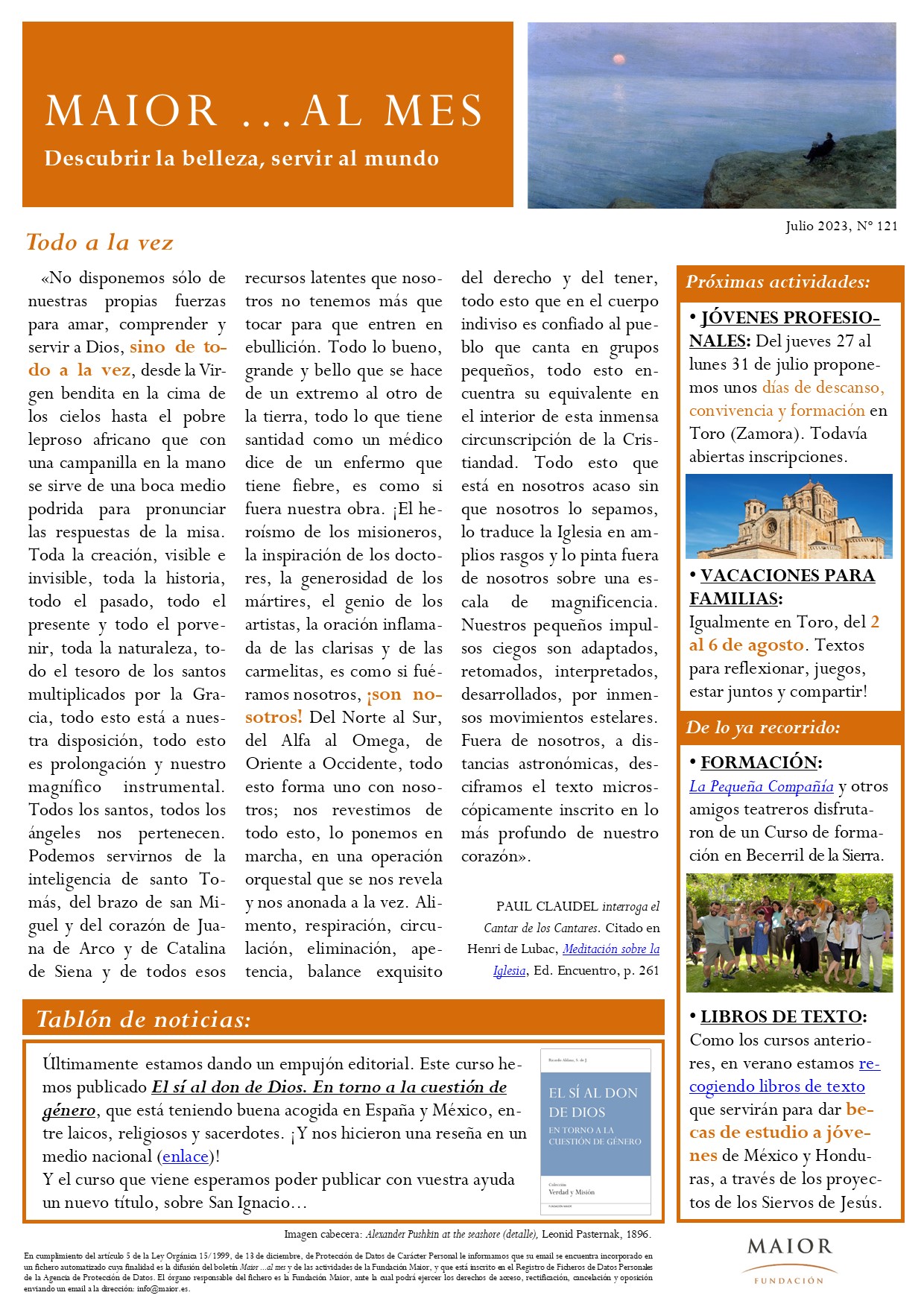 Boletín mensual de noticias y actividades de la Fundación Maior. Edición de julio 2023