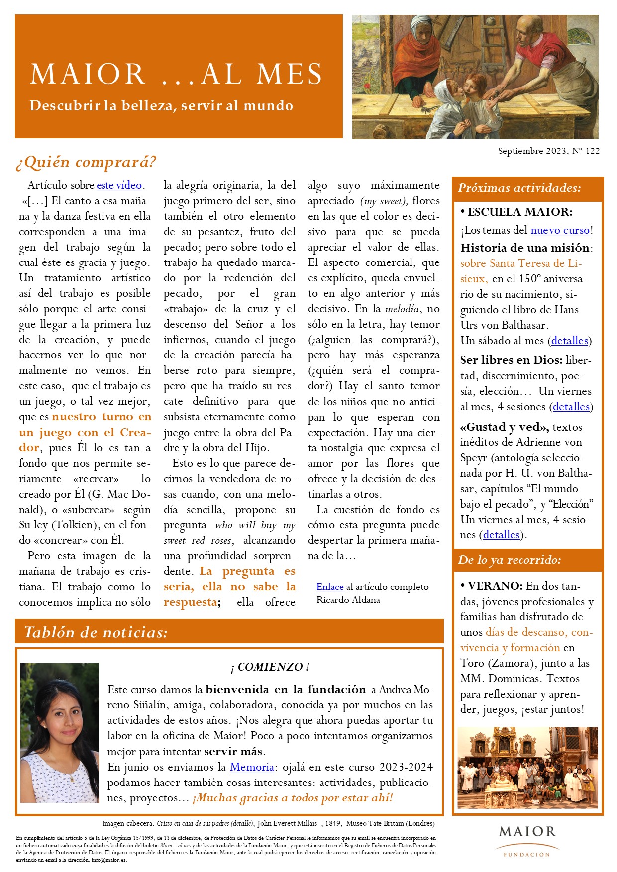 Boletín mensual de noticias y actividades de la Fundación Maior. Edición de septiembre 2023
