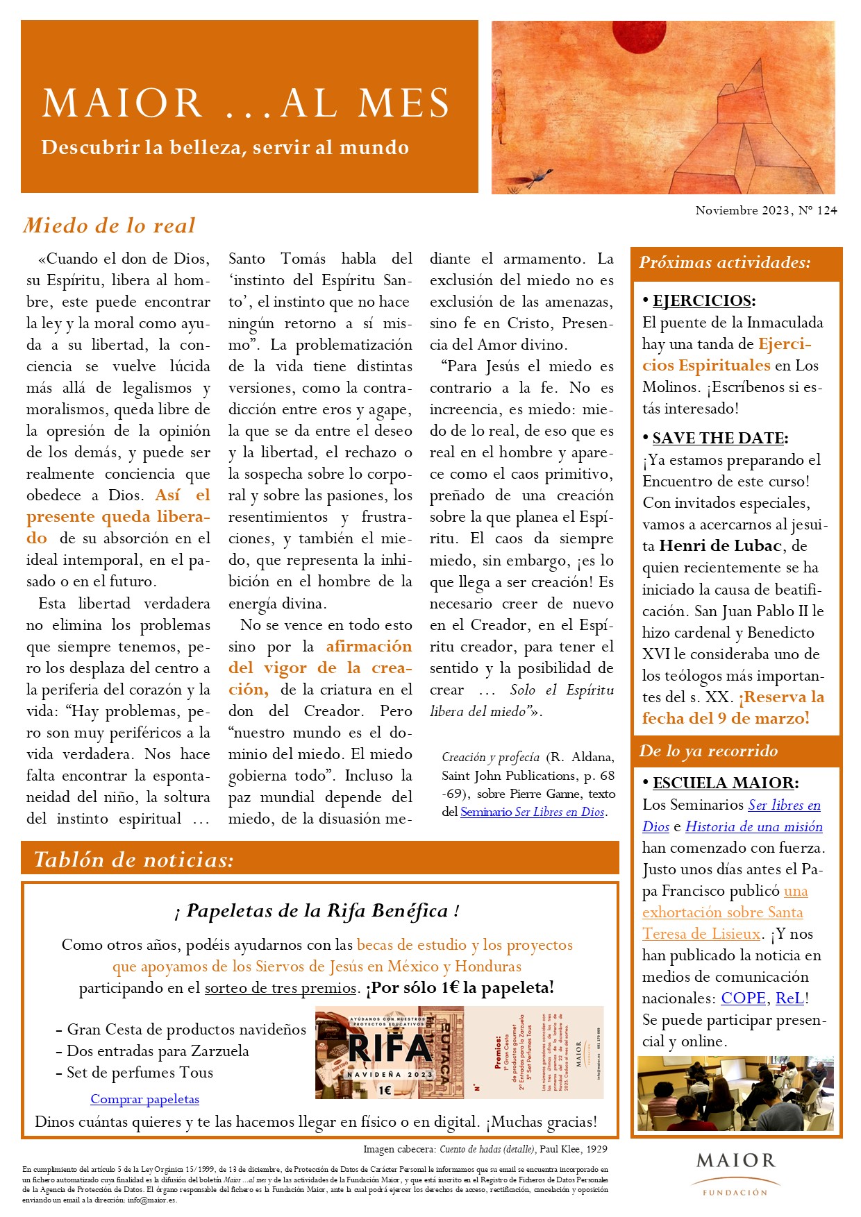 Boletín mensual de noticias y actividades de la Fundación Maior. Edición de noviembre 2023