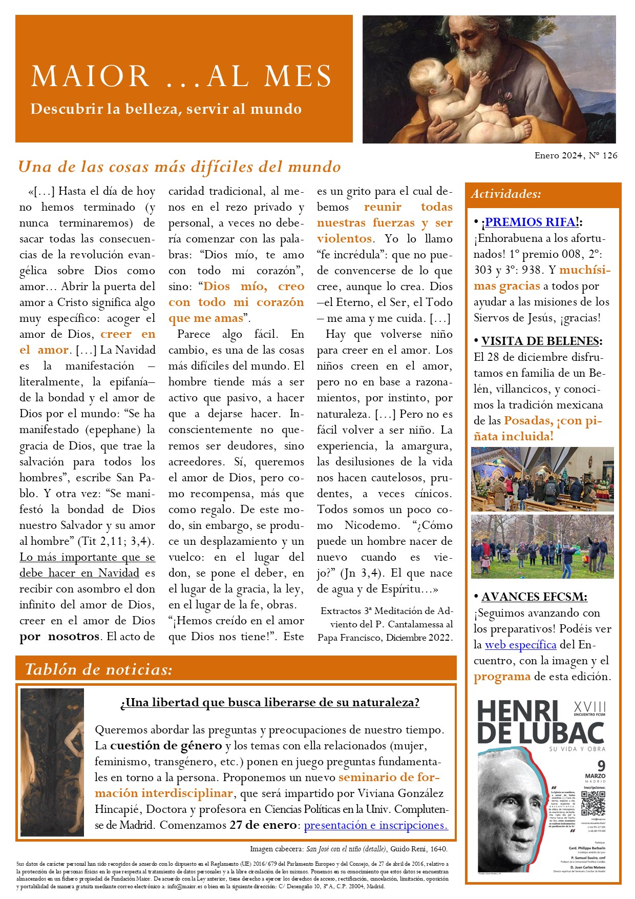Boletín mensual de noticias y actividades de la Fundación Maior. Edición de enero 2024