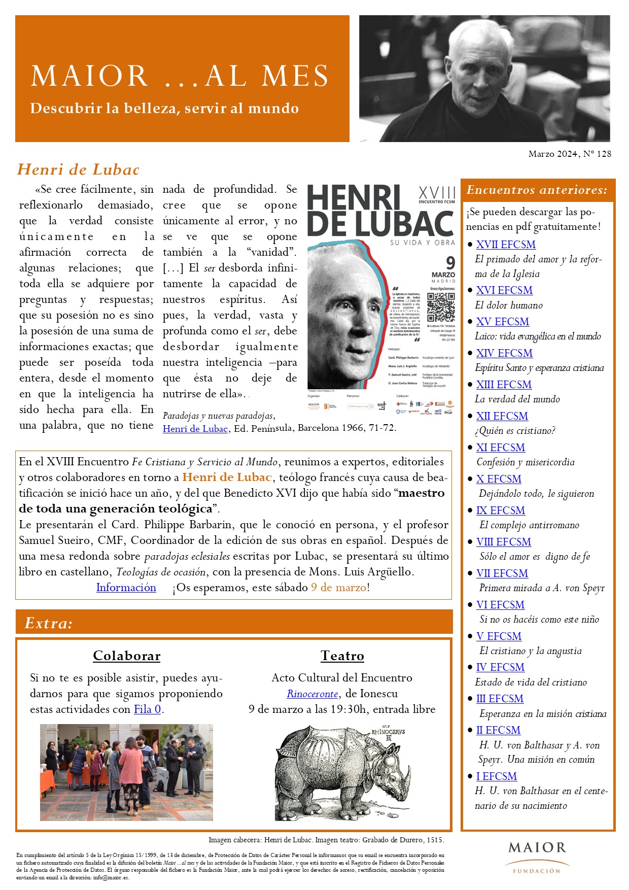 Boletín mensual de noticias y actividades de la Fundación Maior. Edición de marzo 2024