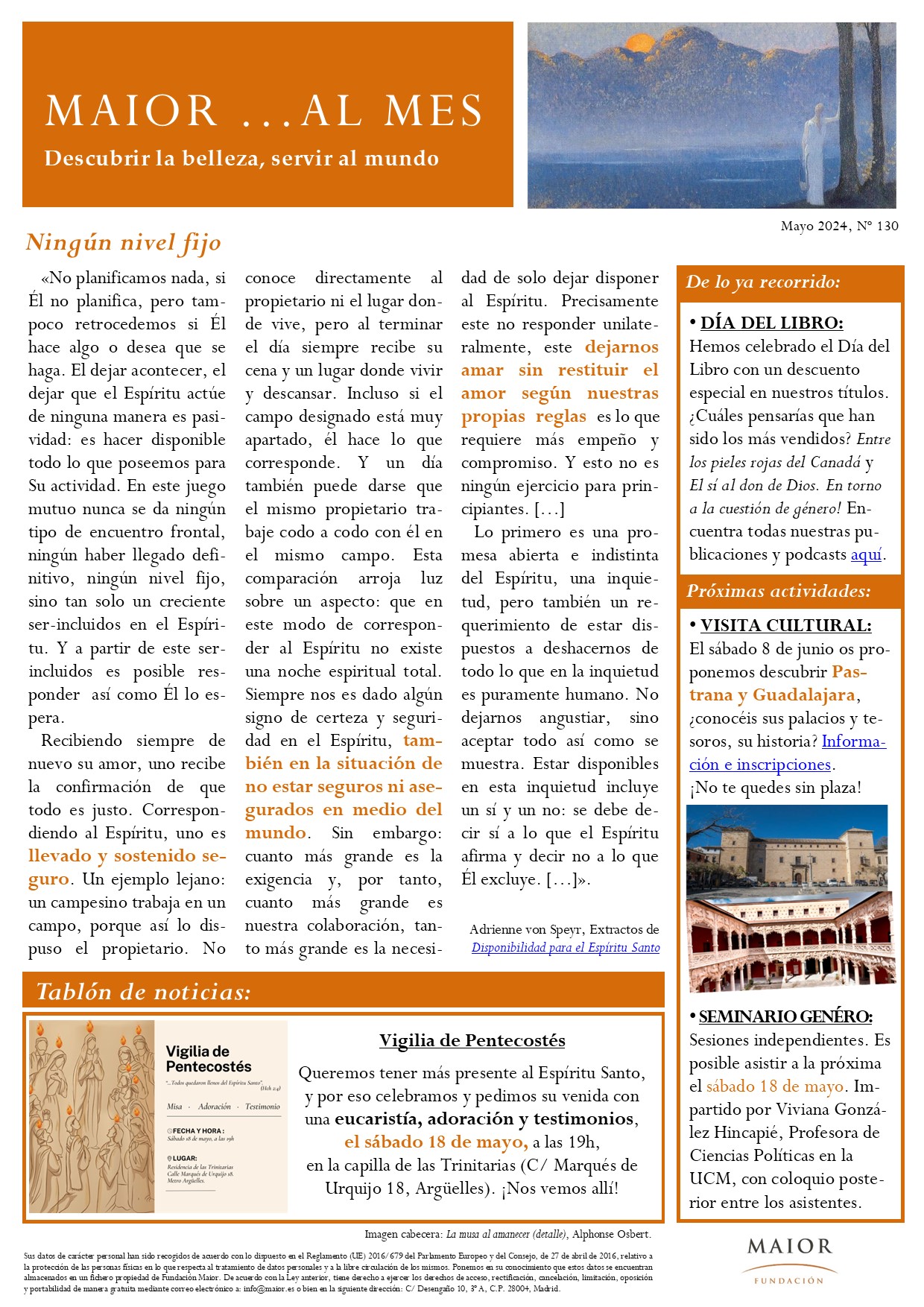 Boletín mensual de noticias y actividades de la Fundación Maior. Edición de mayo 2024