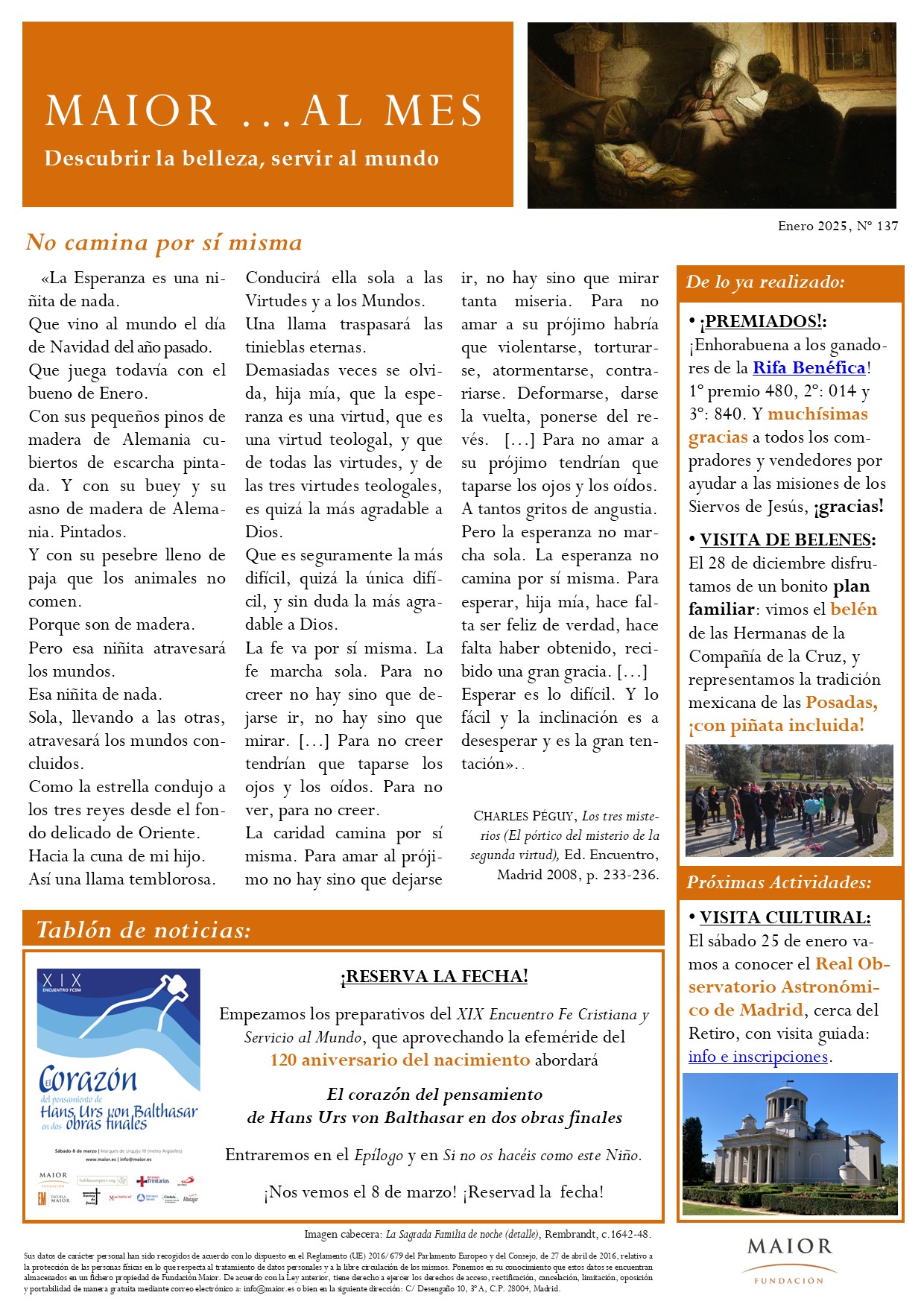 Boletín mensual de noticias y actividades de la Fundación Maior. Edición de enero 2025