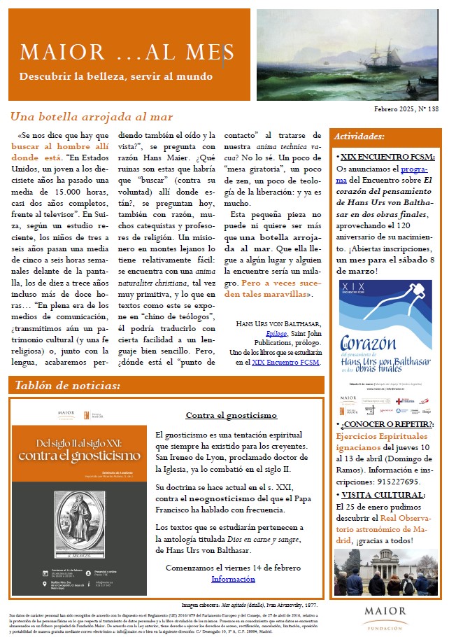 Boletín mensual de noticias y actividades de la Fundación Maior. Edición de febrero 2025